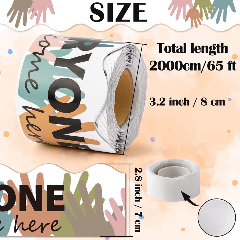 BeYumi Boho Diversity Border Trim - 65ft Back to School Everyone is Welcome Here Rolled Border Trim Multicultural Equality Inclusive Bulletin Board Classroom Chalkboard Kindergarten Elementary Decor - Image 2